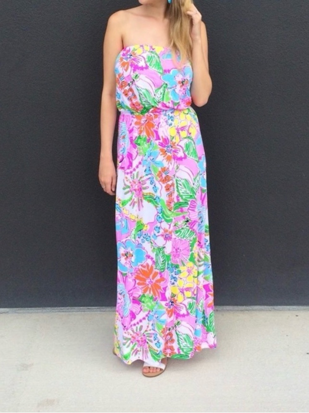 Lilly Pulitzer For Target Maxi Dress Nosey Posey Bright Floral Size S NEW